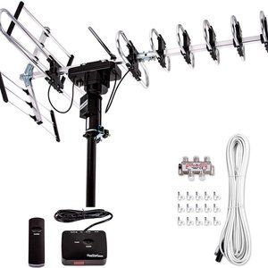 Outdoor HD TV Antenna + Installation Kit UHF/VHF/FM with Infrared Remote Control